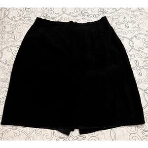 Vintage Outlander Women's L 12/14 Black Suede Leather Skirt Lined Elastic Waist
